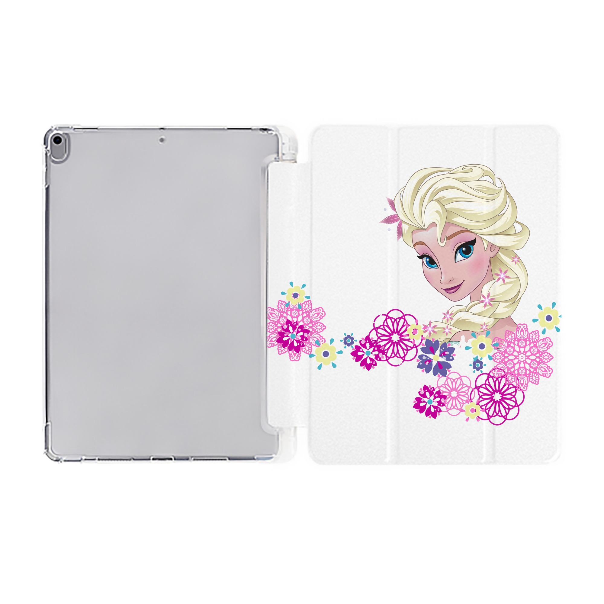 （画像用） アナと雪の女王 アンナ エルサ Frozen Anna Elsa IPad ケース ペン収納付き 三つ折りスタンド PUレザー×シリコン 対応機種9.5/10.5/10.9インチ